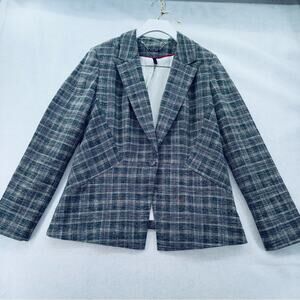 EUC White House Black Market WHBM Women’s Blazer size 12 Fully Lined Plaid
